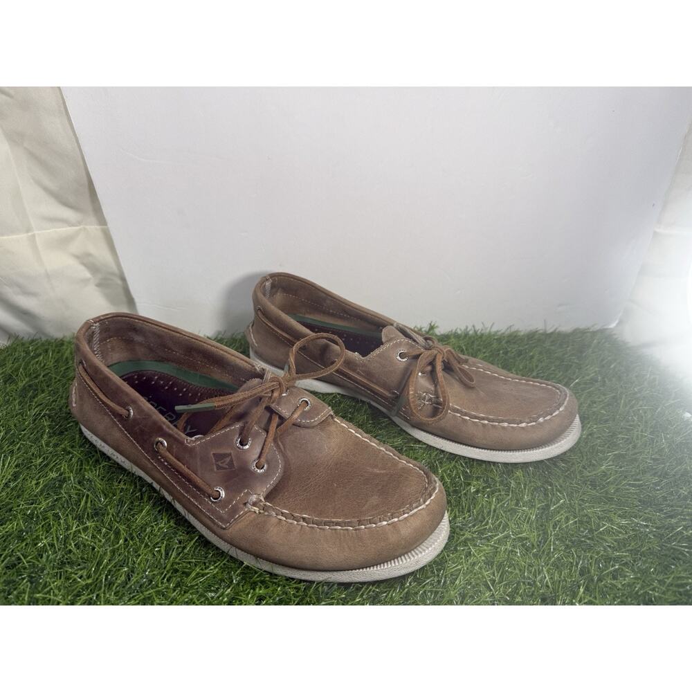 Sperry Men's 10 Authentic Original Brown Boat Shoes STS23932 Top Sider Leather